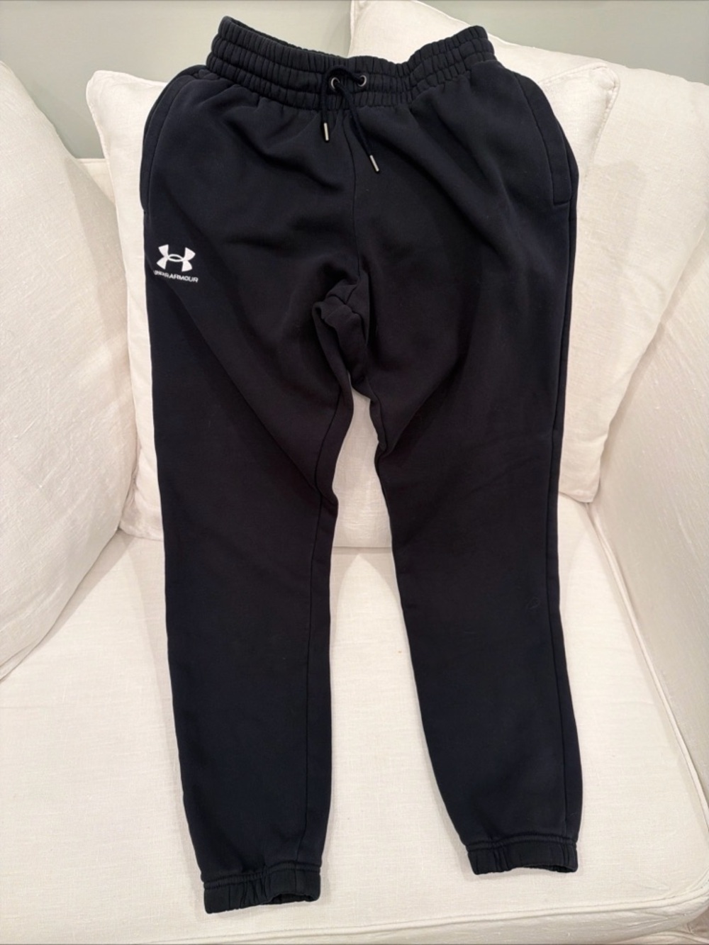 Under Armour Black Kids' Jogger Sweatpants with White Logo